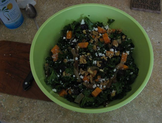 Kale salad. Inspired by Nancy W, who was inspired by Martha (THE Martha).